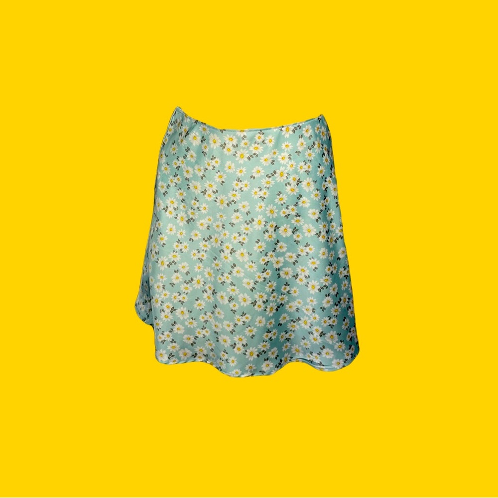 Beautiful baby blue mini skirt with tiny flower print